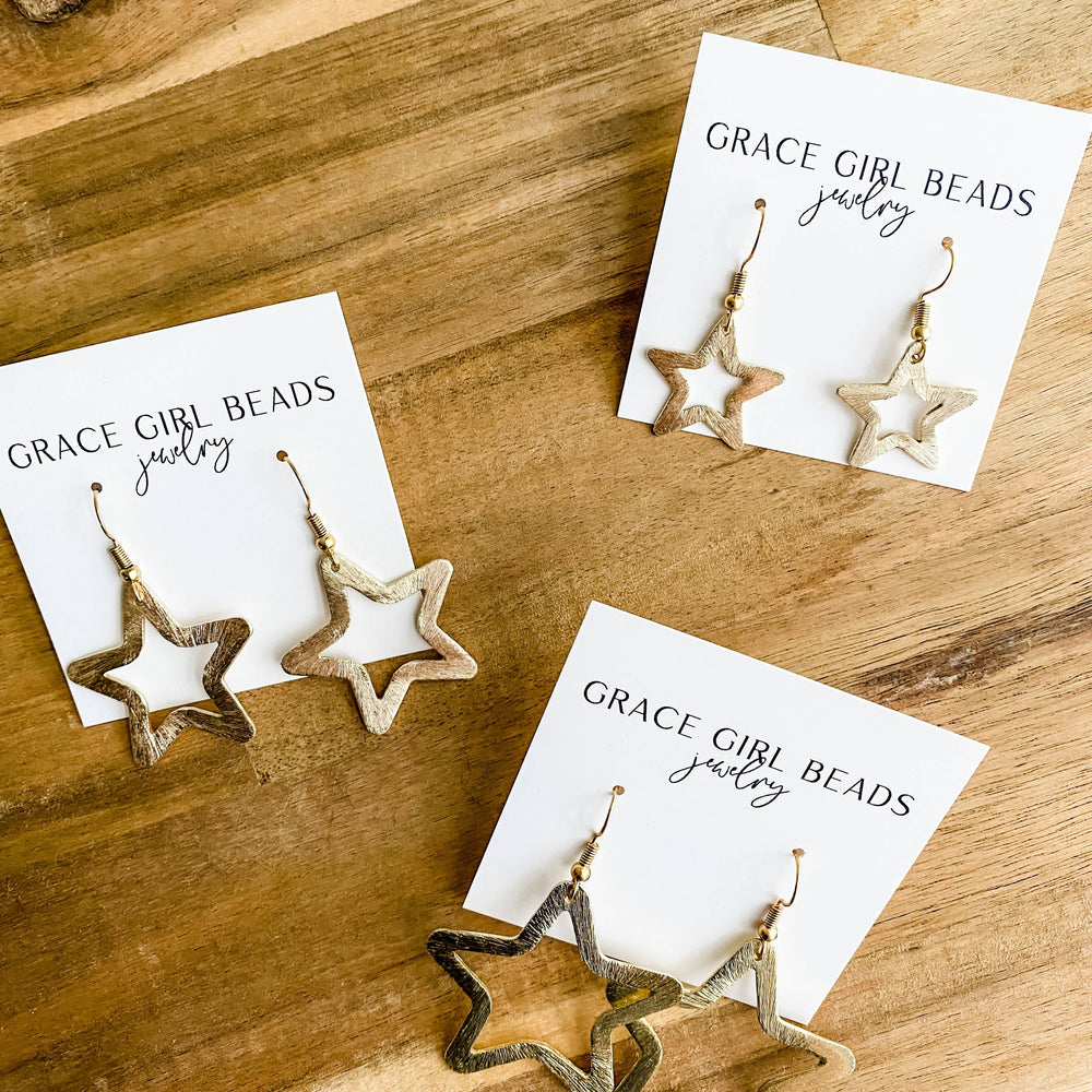 Grace Girl Beads - Star Bright Earrings: Medium / Gold - Pink Pig