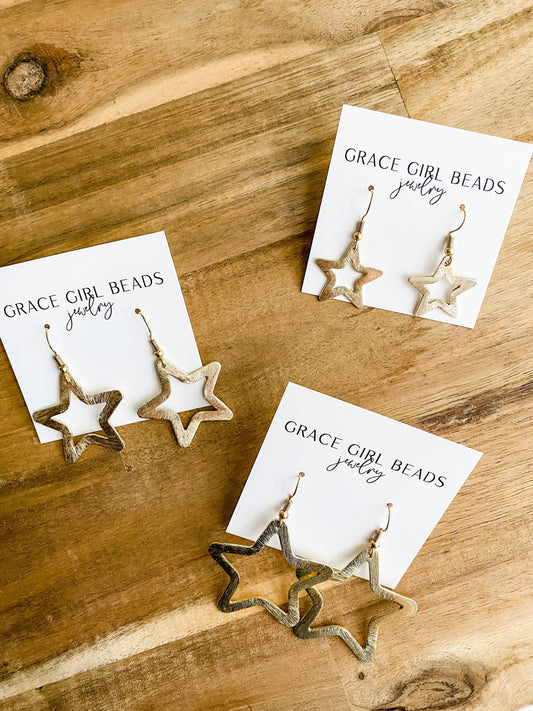 Grace Girl Beads - Star Bright Earrings: Medium / Gold - Pink Pig