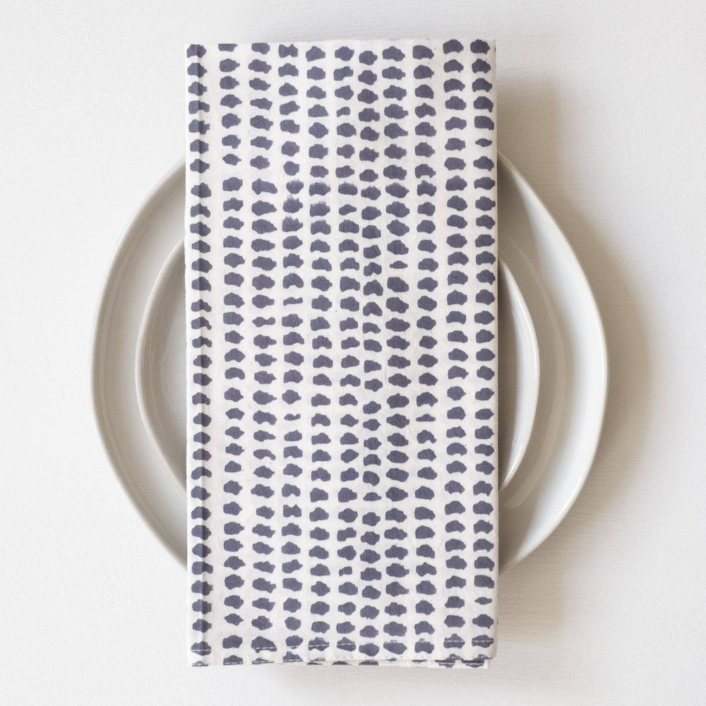 Graymarket Design - Charcoal Dot Block Printed Napkins - set of 4 - Pink Pig