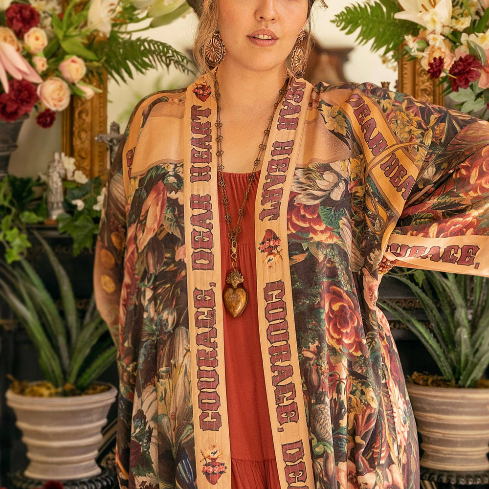 
                  
                    Market of Stars - Courage Dear Heart Opera Duster Kimono Robe w/ Sacred Heart - Pink Pig
                  
                