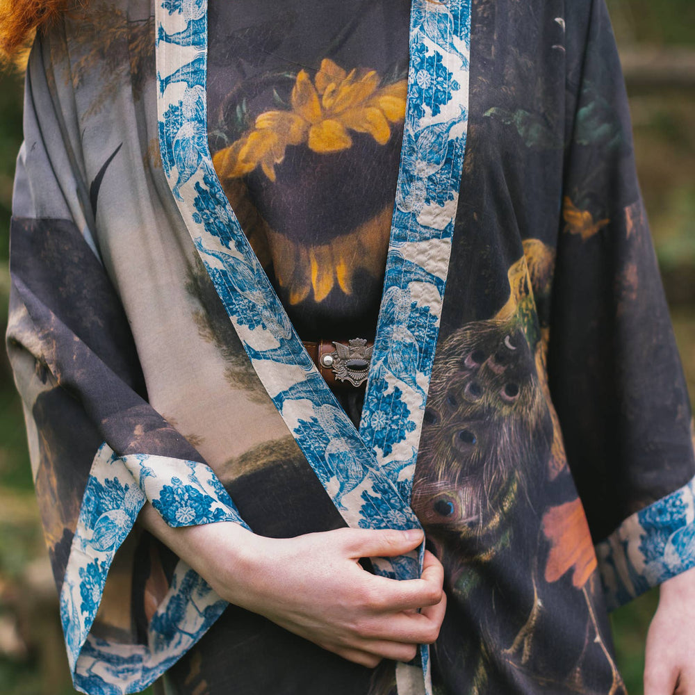 
                  
                    Market of Stars - Wild Beauty Opera Duster Bamboo Kimono Robe with Peacock - Pink Pig
                  
                