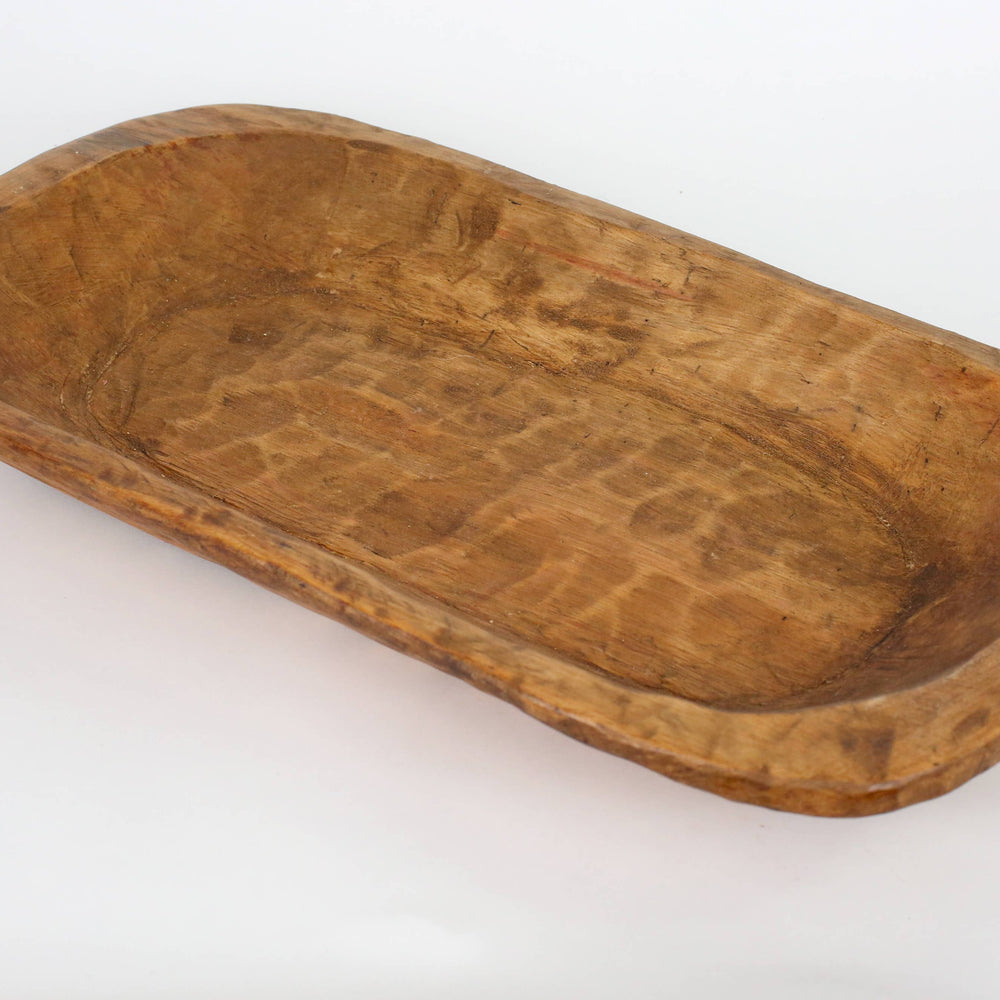 Rustic Dough Bowl-Regular-Carved-12 x 20 inches-Waxed - Pink Pig