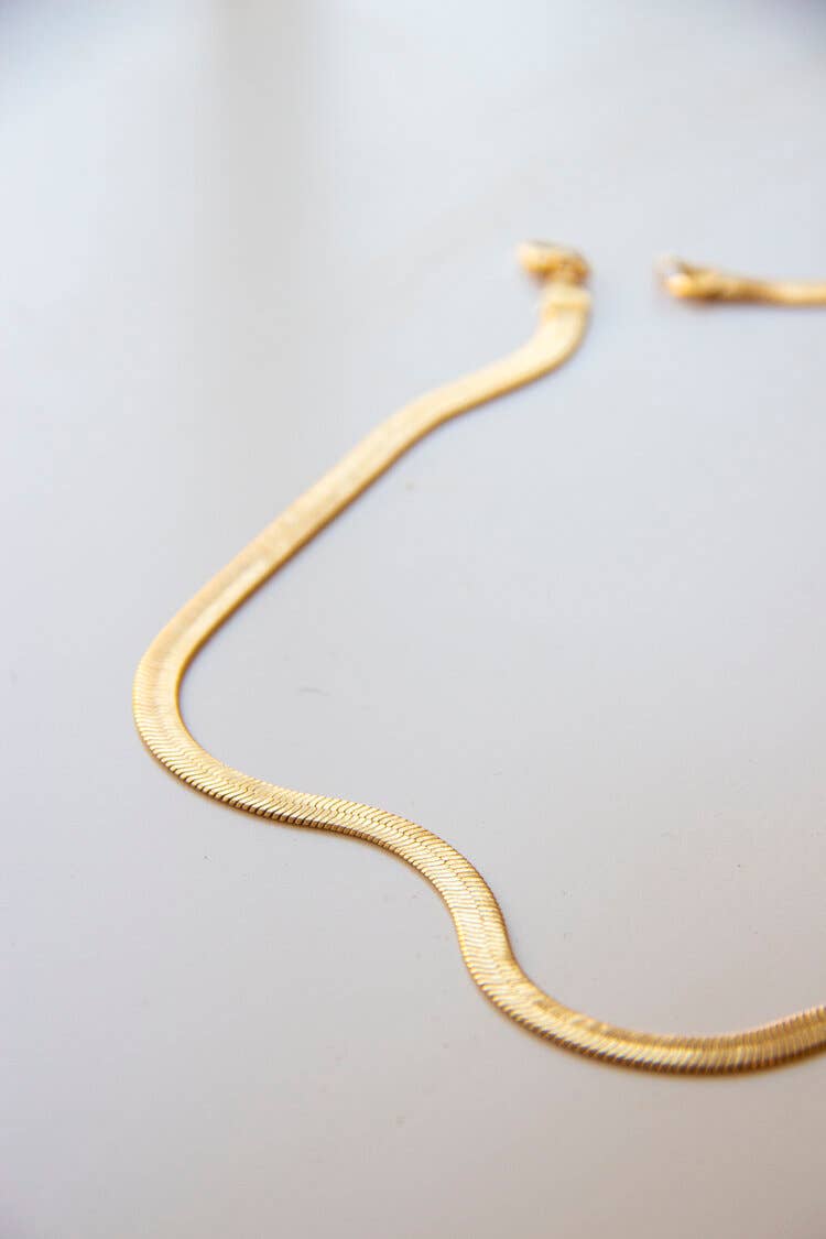 Océanne - Gold-Plated Herringbone Chain - Pink Pig