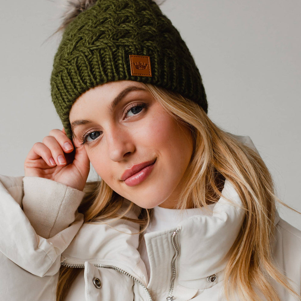 
                  
                    Panache Apparel Co. - Olive Knit Pom Hat - Pink Pig
                  
                