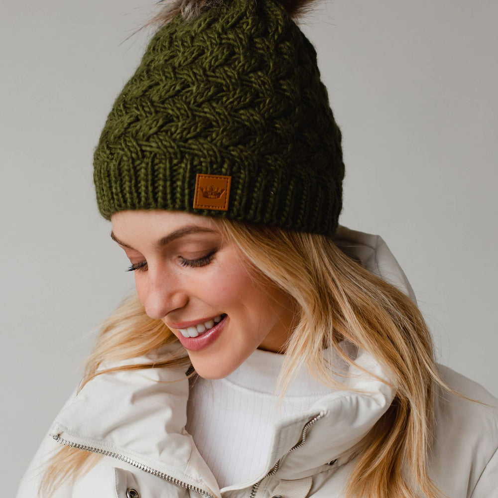 
                  
                    Panache Apparel Co. - Olive Knit Pom Hat - Pink Pig
                  
                