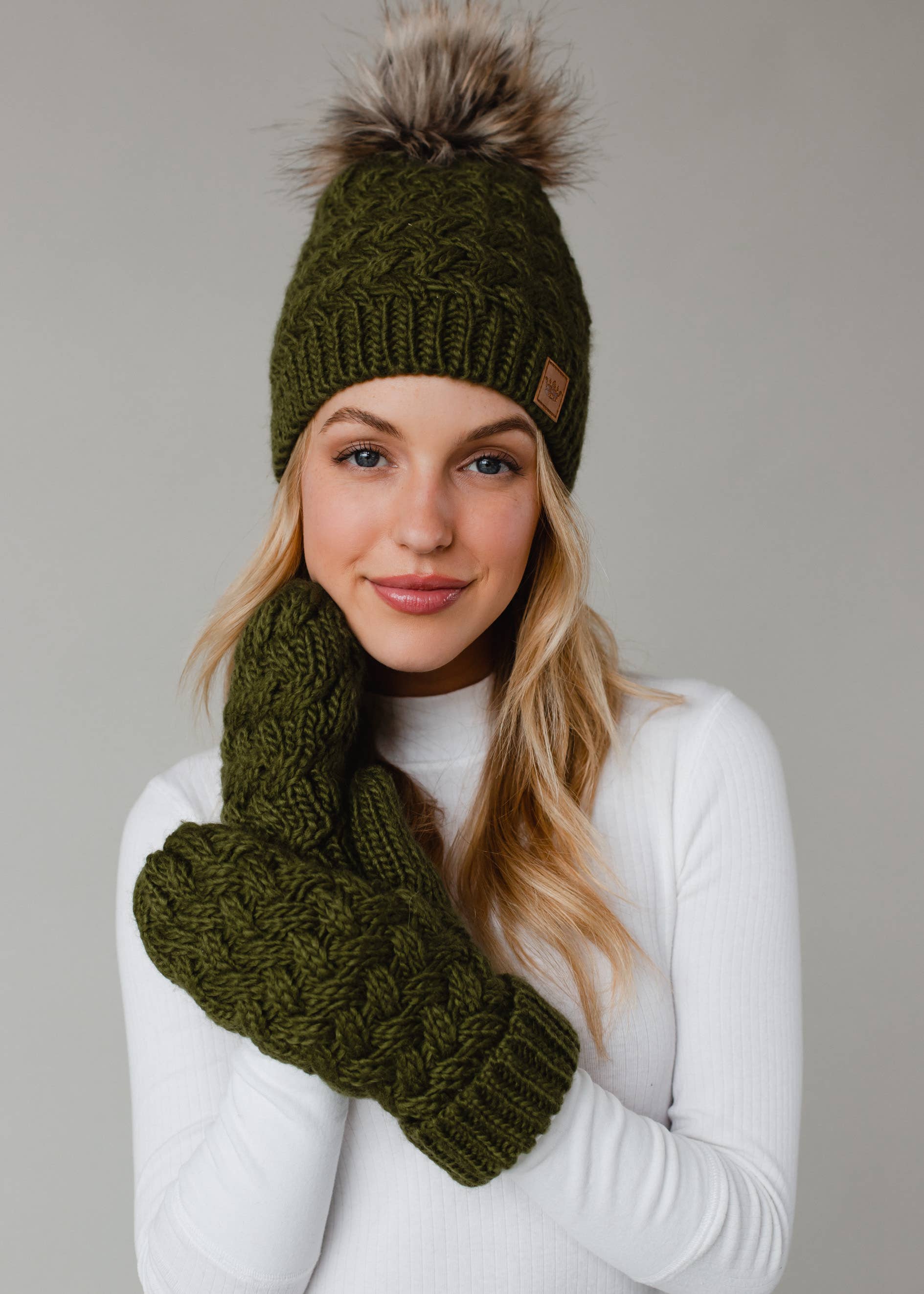 Panache Apparel Co. Olive Knit Pom Hat