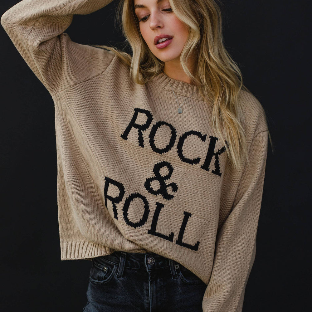 
                  
                    Panache Apparel Co. - Tan & Black Rock & Roll Sweater - Pink Pig
                  
                