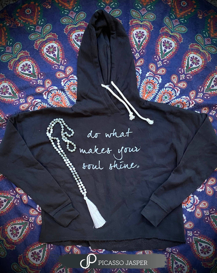 Do What Makes Your Soul Shine, Black Crop Hoodie: XX Large - Pink Pig