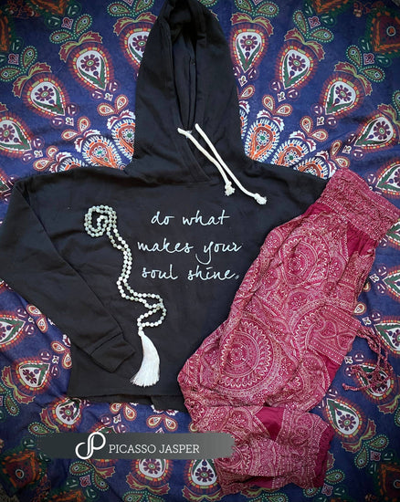 Do What Makes Your Soul Shine, Black Crop Hoodie: XX Large - Pink Pig