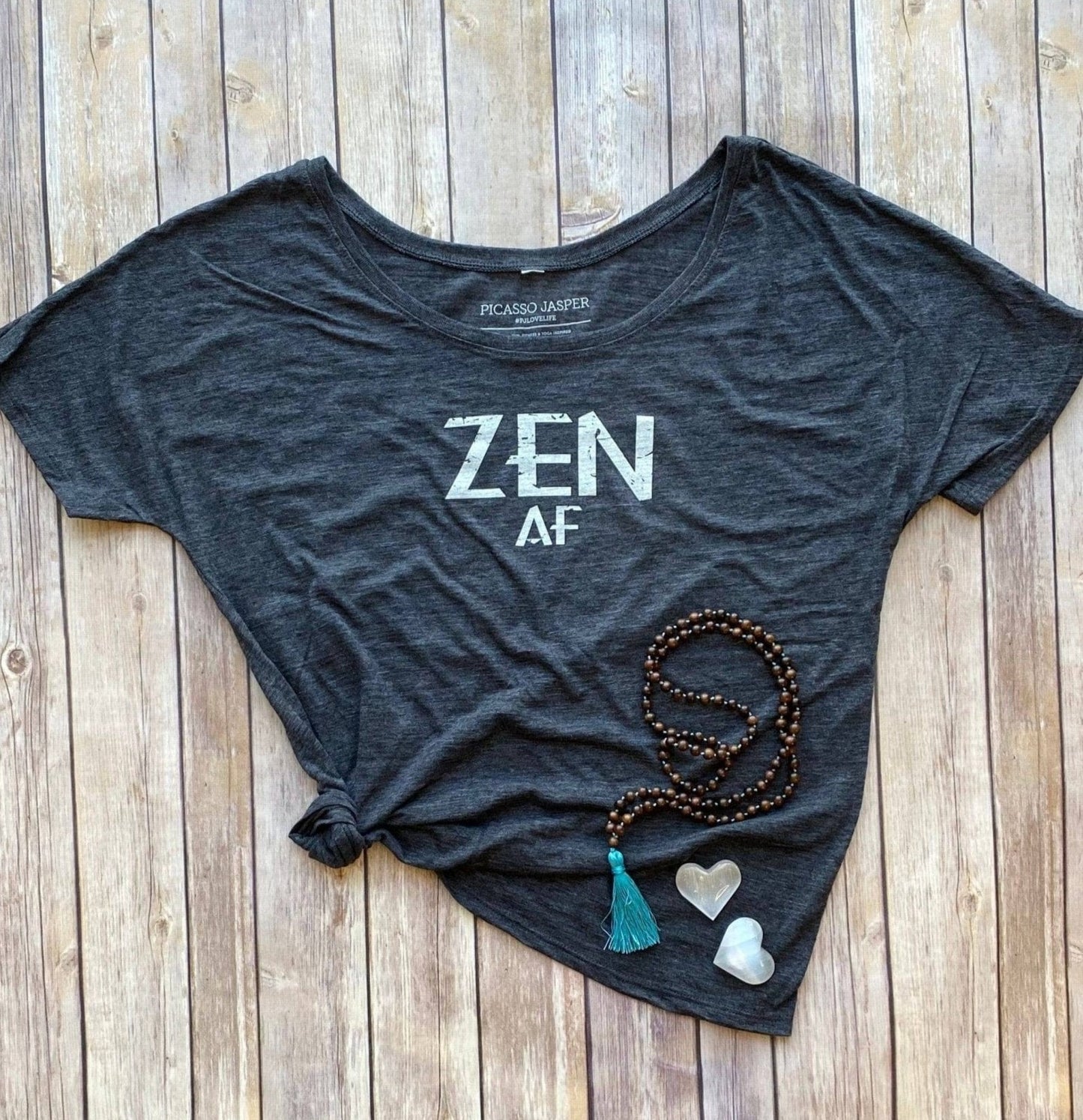 Stone Zen AF, Scoop Neck Tee - Pink Pig