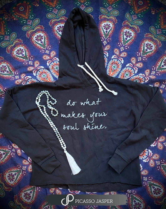 Do What Makes Your Soul Shine, Black Crop Hoodie - Pink Pig