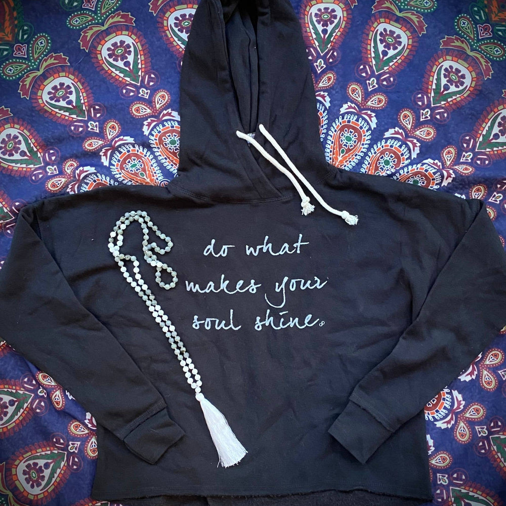 Do What Makes Your Soul Shine, Black Crop Hoodie - Pink Pig