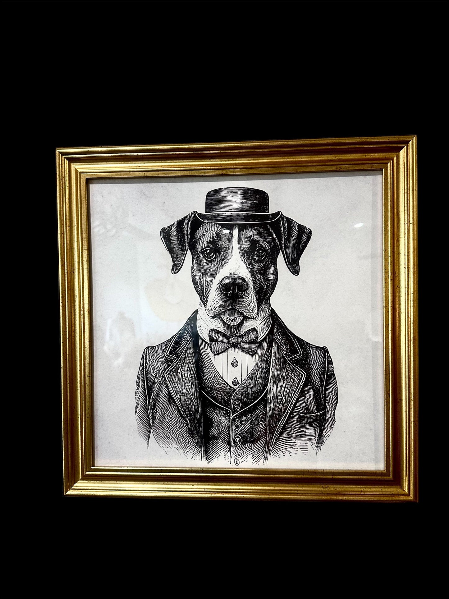 Dog In Tuxedo Framed Print - Pink Pig