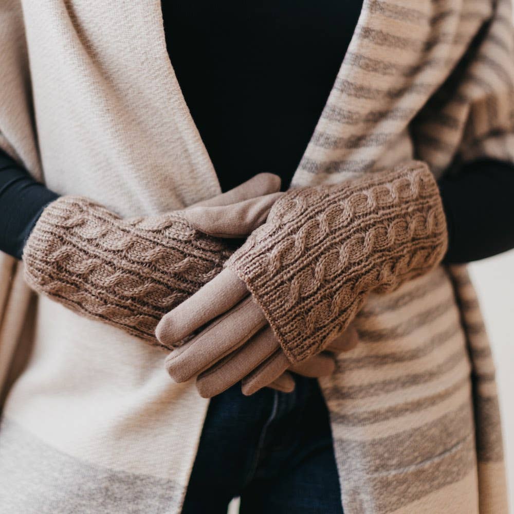 
                  
                    3 in 1 Cable Knit Gloves: Brown - Pink Pig
                  
                