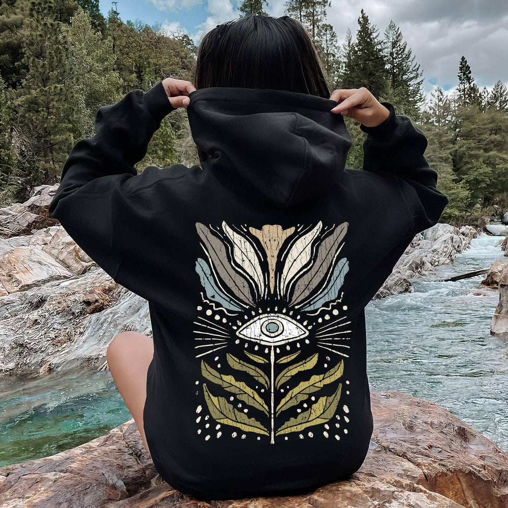 Refinery Number One LLC Mystical Floral Vintage Hoodie Gildan 18500 Graphic Hooded Sweatshirt - Pink Pig