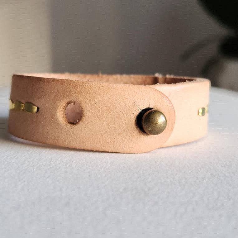 
                  
                    Royal Hippie by Robin Moratti - Natural Buff Ruby Leather Cuff Bracelet - Pink Pig
                  
                