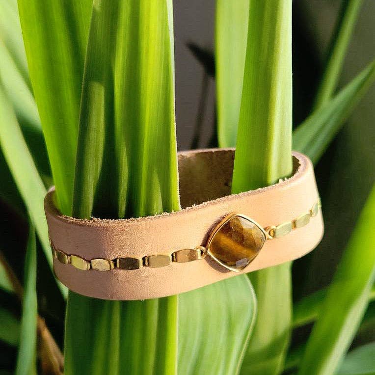 
                  
                    Royal Hippie by Robin Moratti - Natural Buff Tiger Eye Cuff - Pink Pig
                  
                