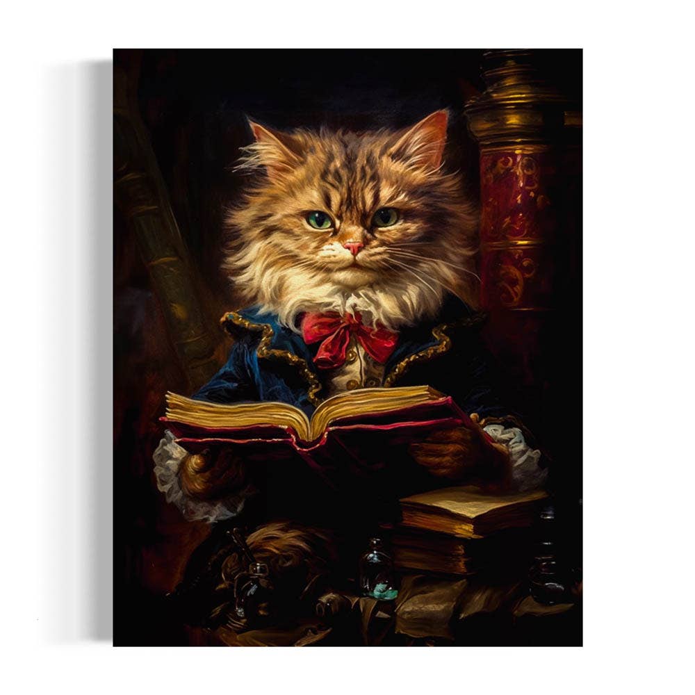 
                  
                    Baroque Cat Reading a Book Art Print - Pink Pig
                  
                