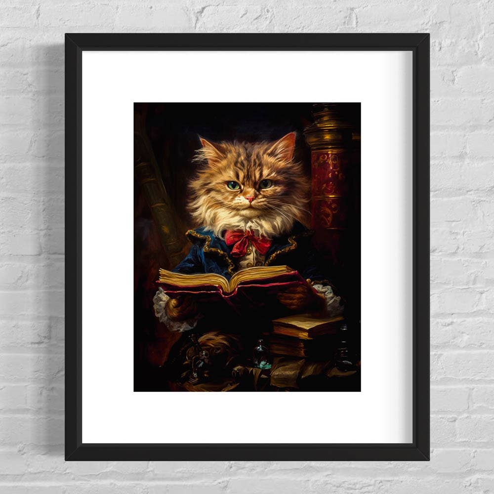 
                  
                    Baroque Cat Reading a Book Art Print - Pink Pig
                  
                