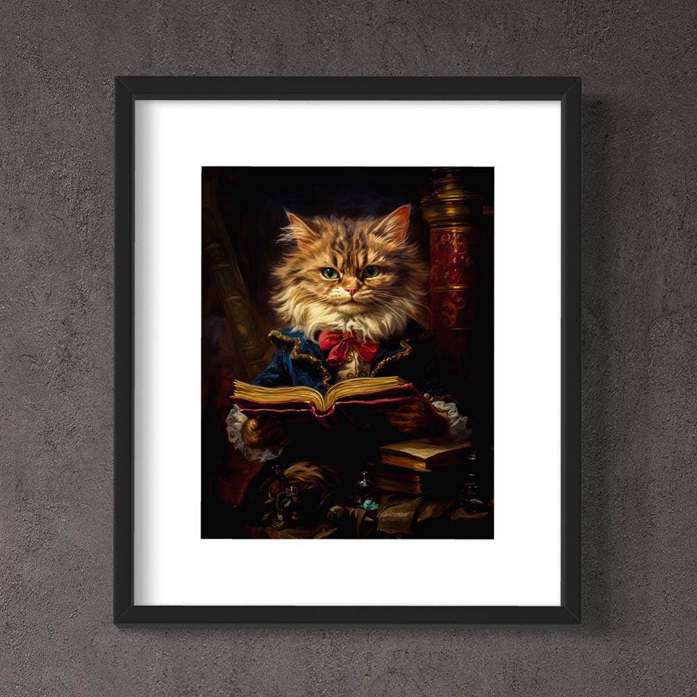 
                  
                    Baroque Cat Reading a Book Art Print - Pink Pig
                  
                