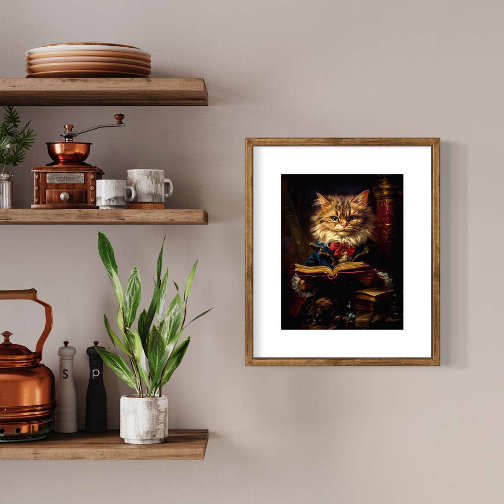 
                  
                    Baroque Cat Reading a Book Art Print - Pink Pig
                  
                