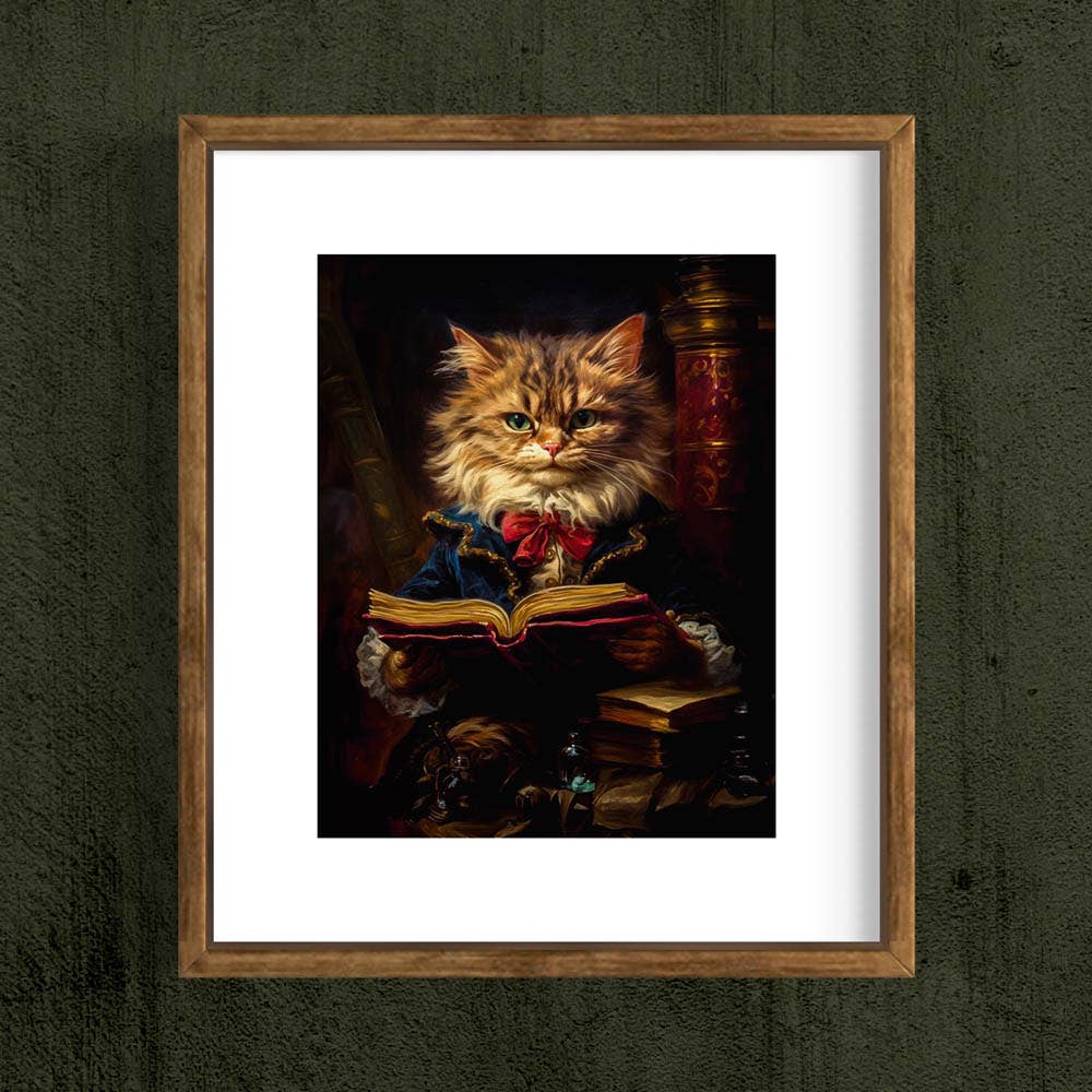 
                  
                    Baroque Cat Reading a Book Art Print - Pink Pig
                  
                