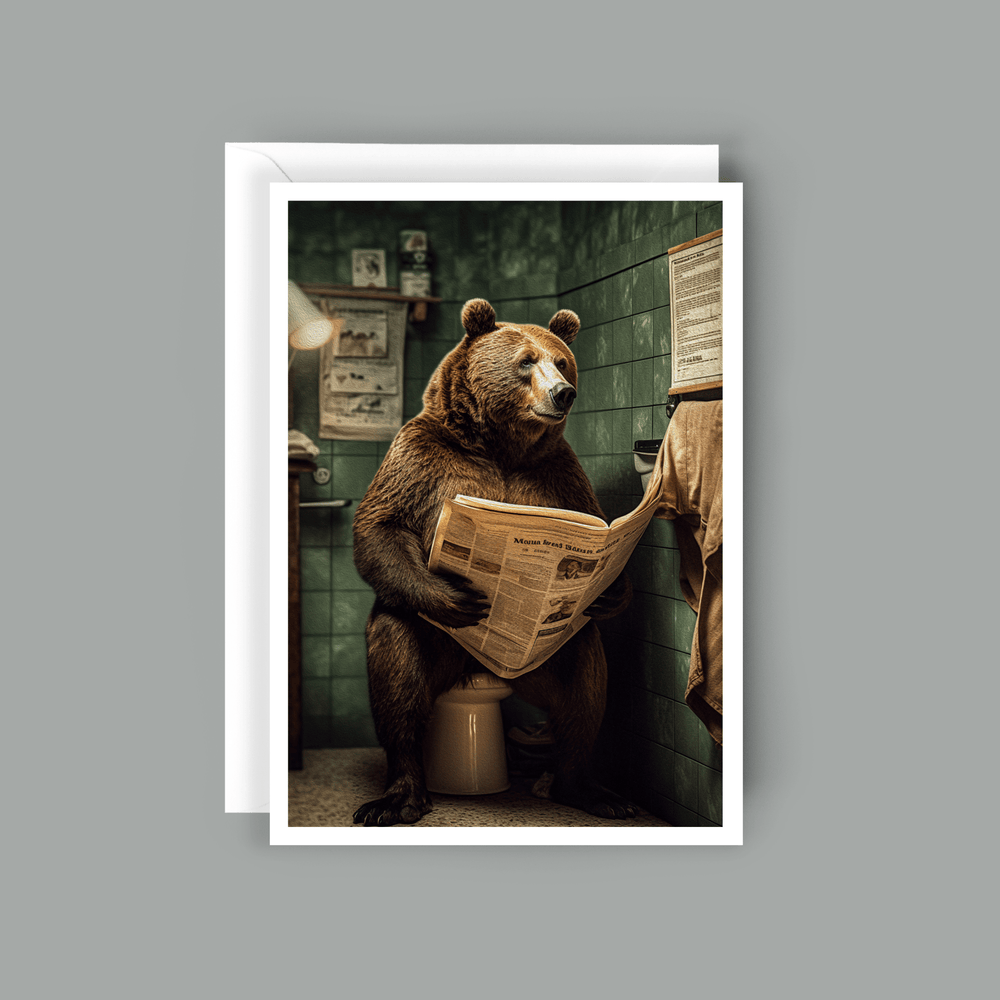 
                  
                    Salty Alyce - Bear in the Bathroom Blank Card AXS20 - Pink Pig
                  
                