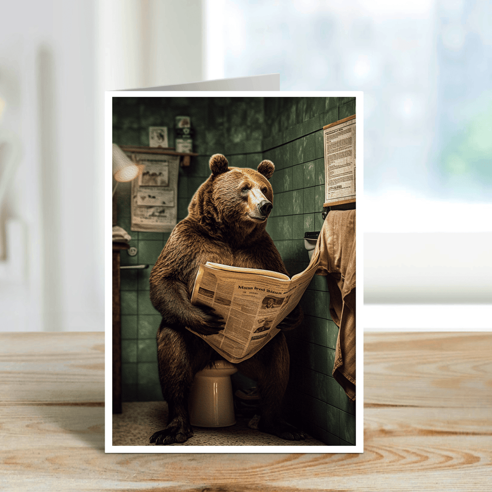 
                  
                    Salty Alyce - Bear in the Bathroom Blank Card AXS20 - Pink Pig
                  
                