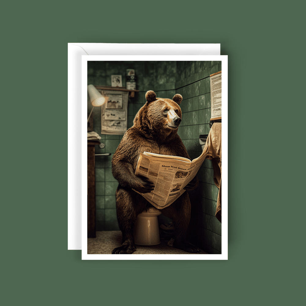 
                  
                    Salty Alyce - Bear in the Bathroom Blank Card AXS20 - Pink Pig
                  
                