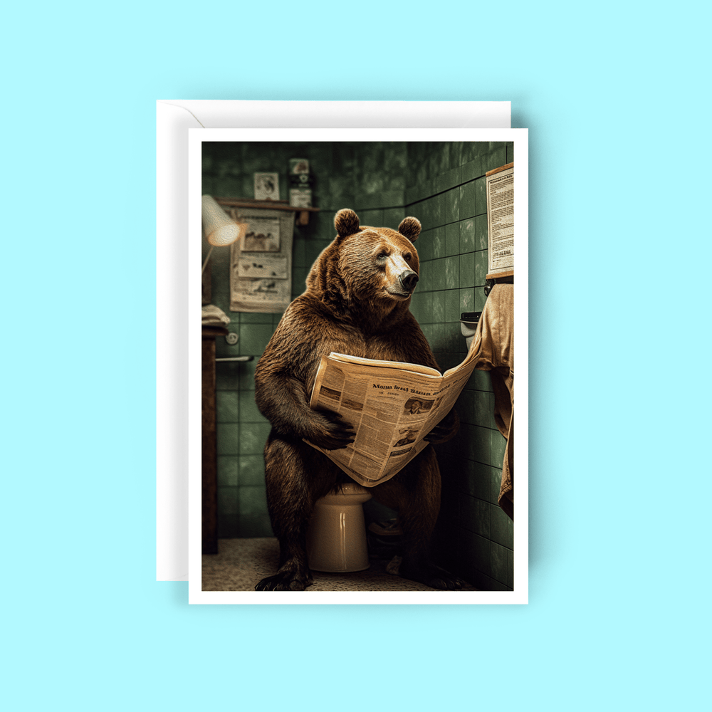 
                  
                    Salty Alyce - Bear in the Bathroom Blank Card AXS20 - Pink Pig
                  
                