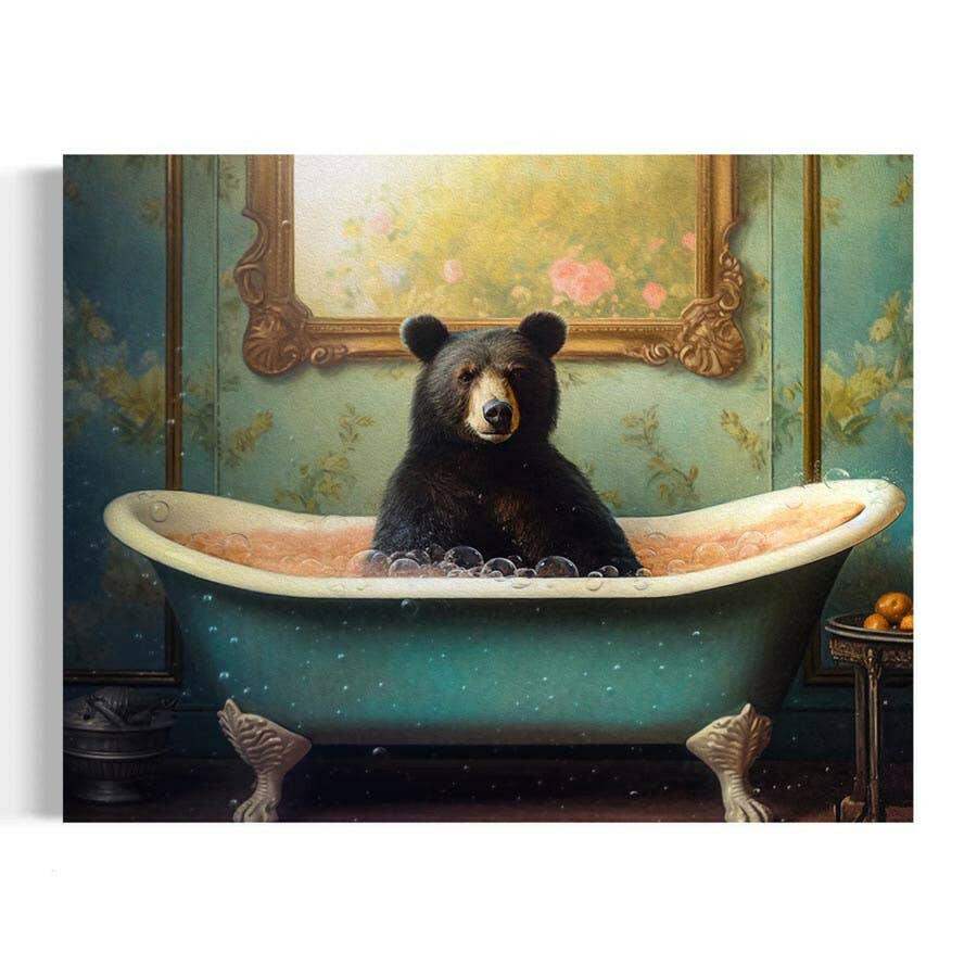 
                  
                    Salty Alyce Bear in the Bathtub Wall Decor Funny Bathroom Art Black Bear Print Whimsy Animal Art Dark Humor AXS06 - Pink Pig
                  
                