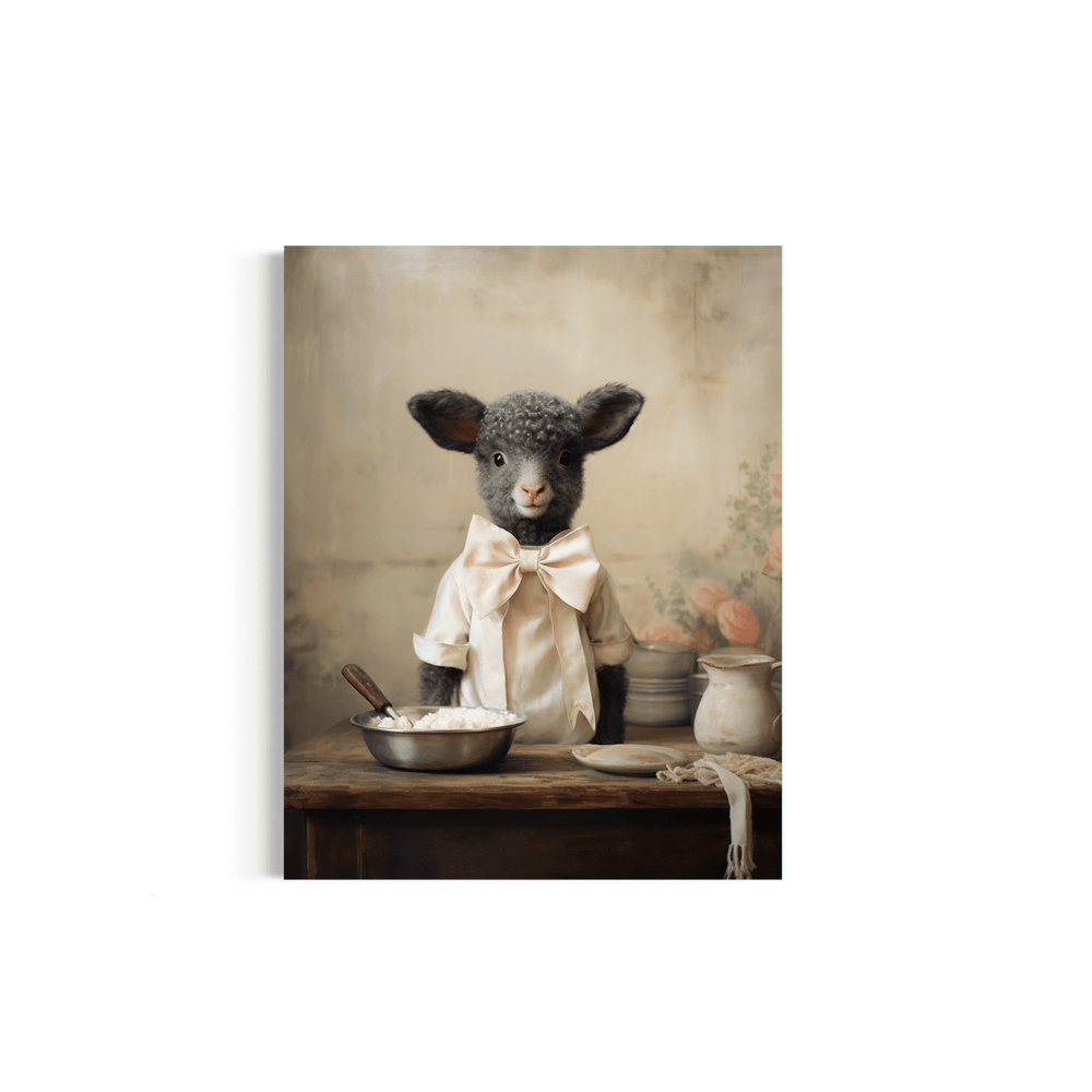 Salty Alyce -   Chef Lamb Baking A Cake  Wall Decor 128AS - Pink Pig