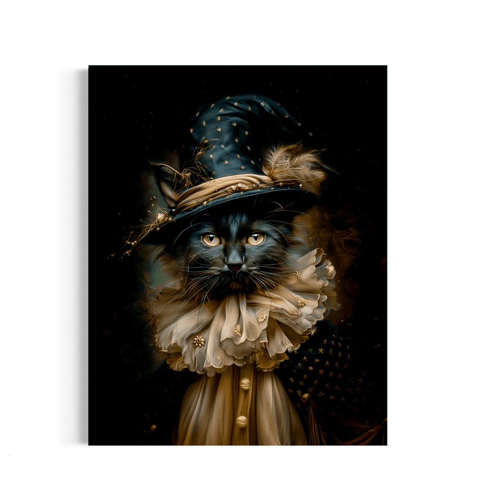 Salty Alyce -   Magic Black Cat in Wizard Hat Wall Decor 115AS - Pink Pig