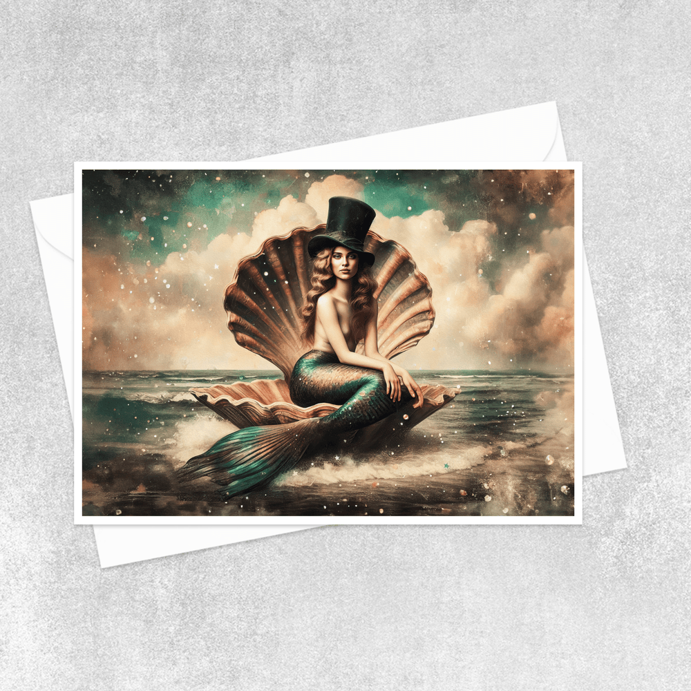 
                  
                    Salty Alyce - Mermaid in Clam Shell Blank Card 128RD - Pink Pig
                  
                