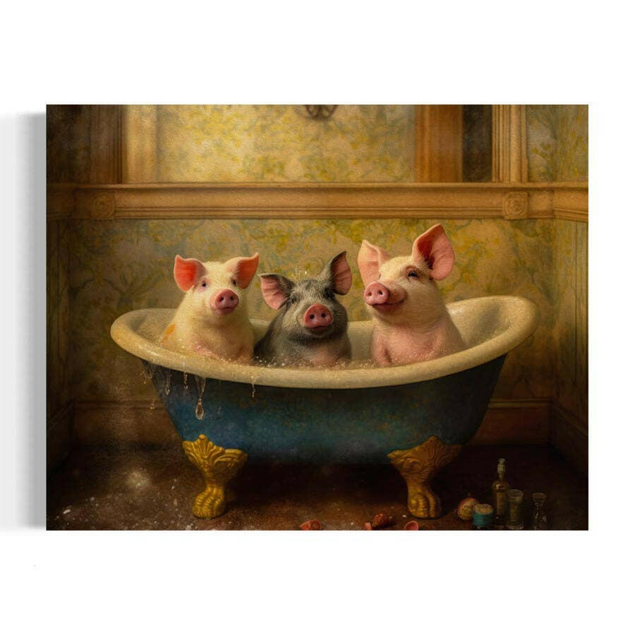 
                  
                    Salty Alyce Pigs in the Bathtub Wall Decor Funny Bathroom Art AXS39 - Pink Pig
                  
                