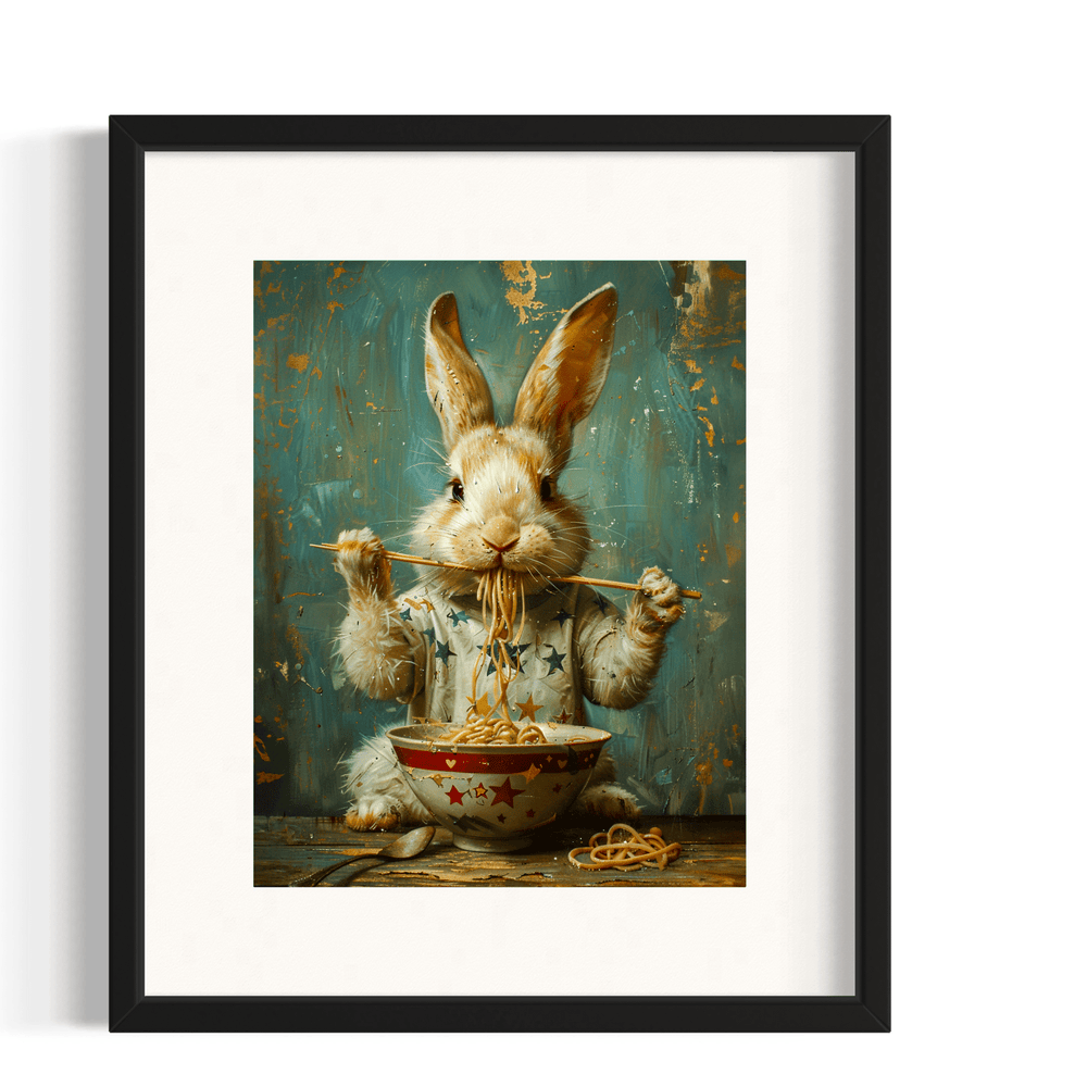 Salty Alyce - Rabbit Eating Ramen Noodles Wall Decor