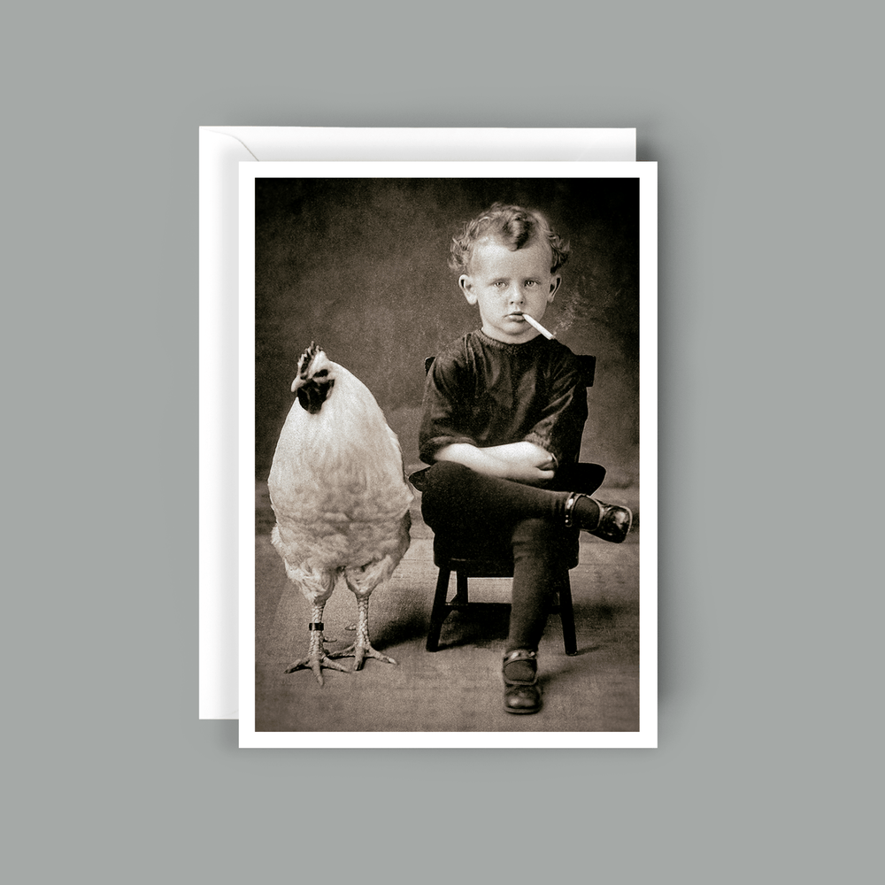 
                  
                    Salty Alyce -  Smoking Boy with Chicken Blank Card - Pink Pig
                  
                