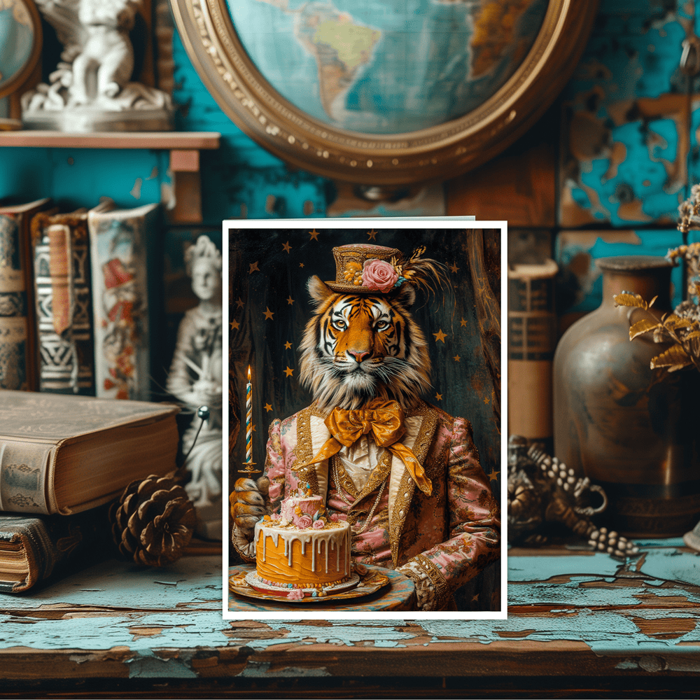 
                  
                    Salty Alyce - Tiger With Pink Tiered Cake Blank Card 103AS - Pink Pig
                  
                