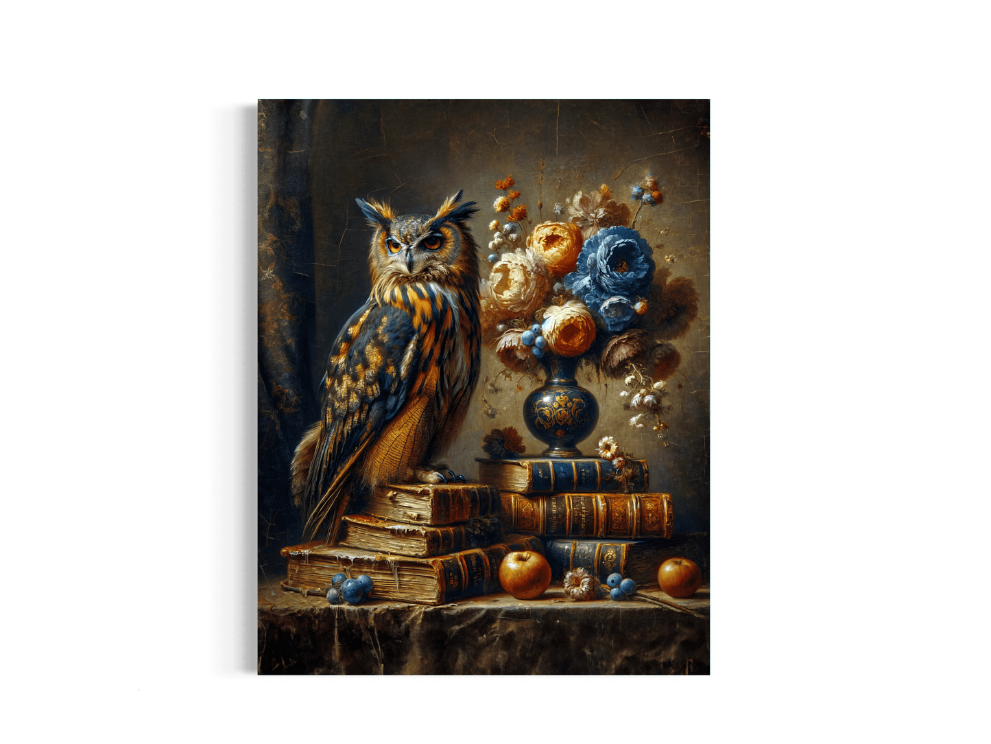 Salty Alyce -   Vintage Blue and Gold Gothic Owl Wall Decor - Pink Pig