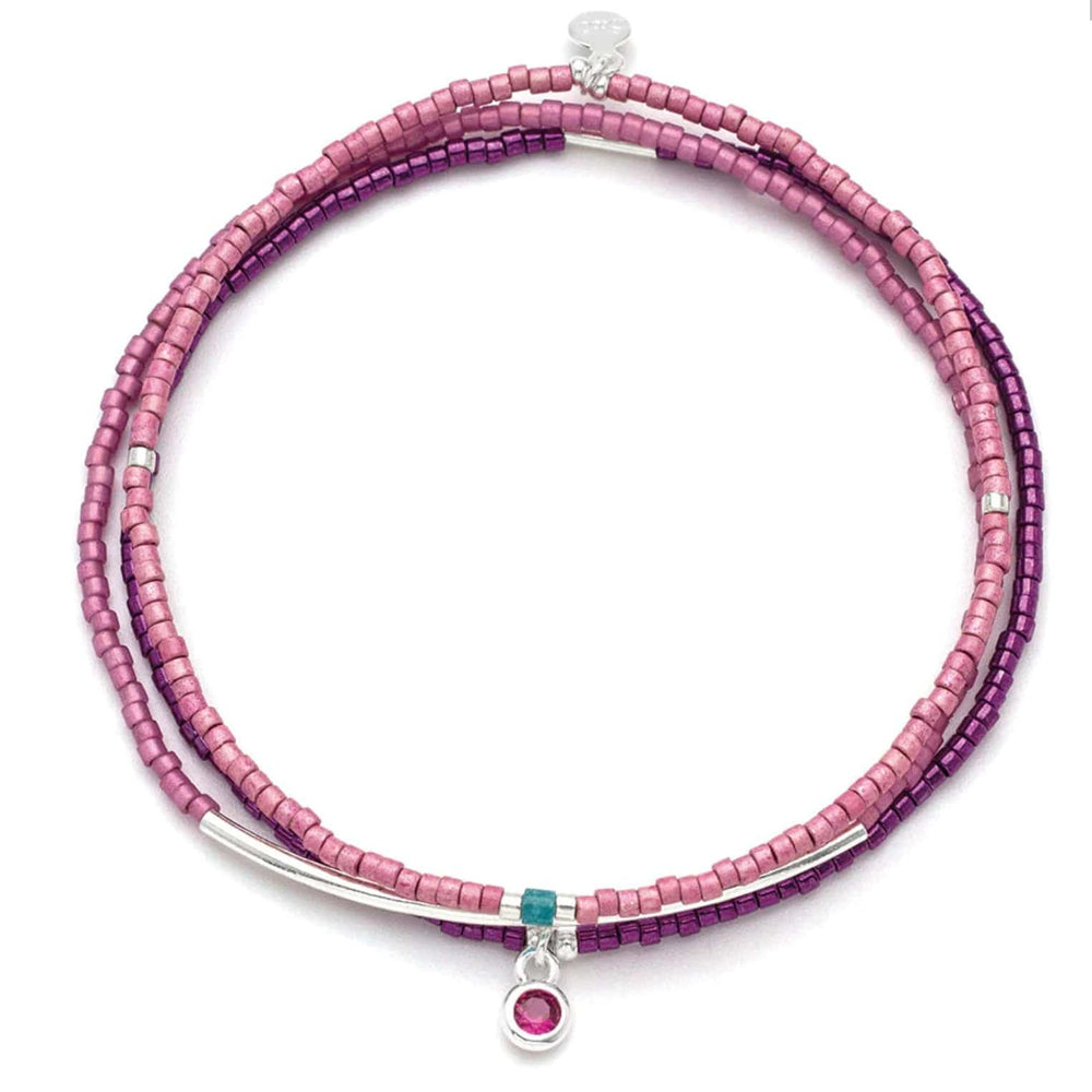 
                  
                    Fuchsia/Silver Miyuki Bracelet - Pink Pig
                  
                