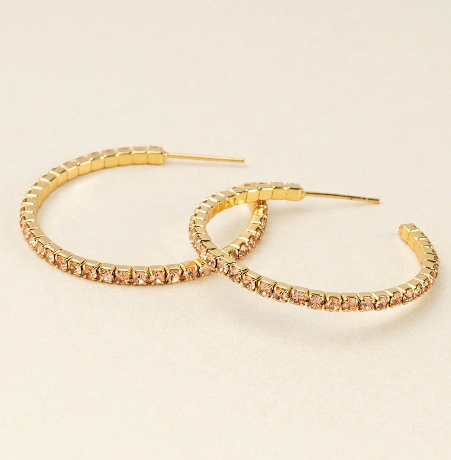 
                  
                    Champagne Rhinestone Hoop Earring - Pink Pig
                  
                