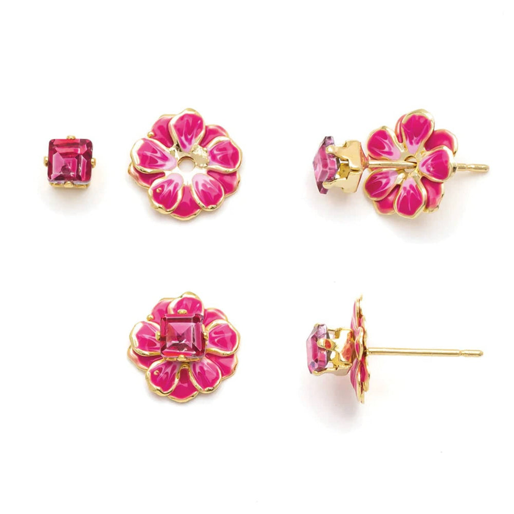 
                  
                    Enamel Flower Earring - Fuchsia/Gold - Pink Pig
                  
                