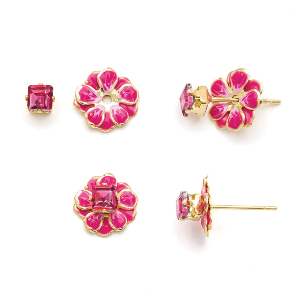 
                  
                    Enamel Flower Earring - Fuchsia/Gold - Pink Pig
                  
                