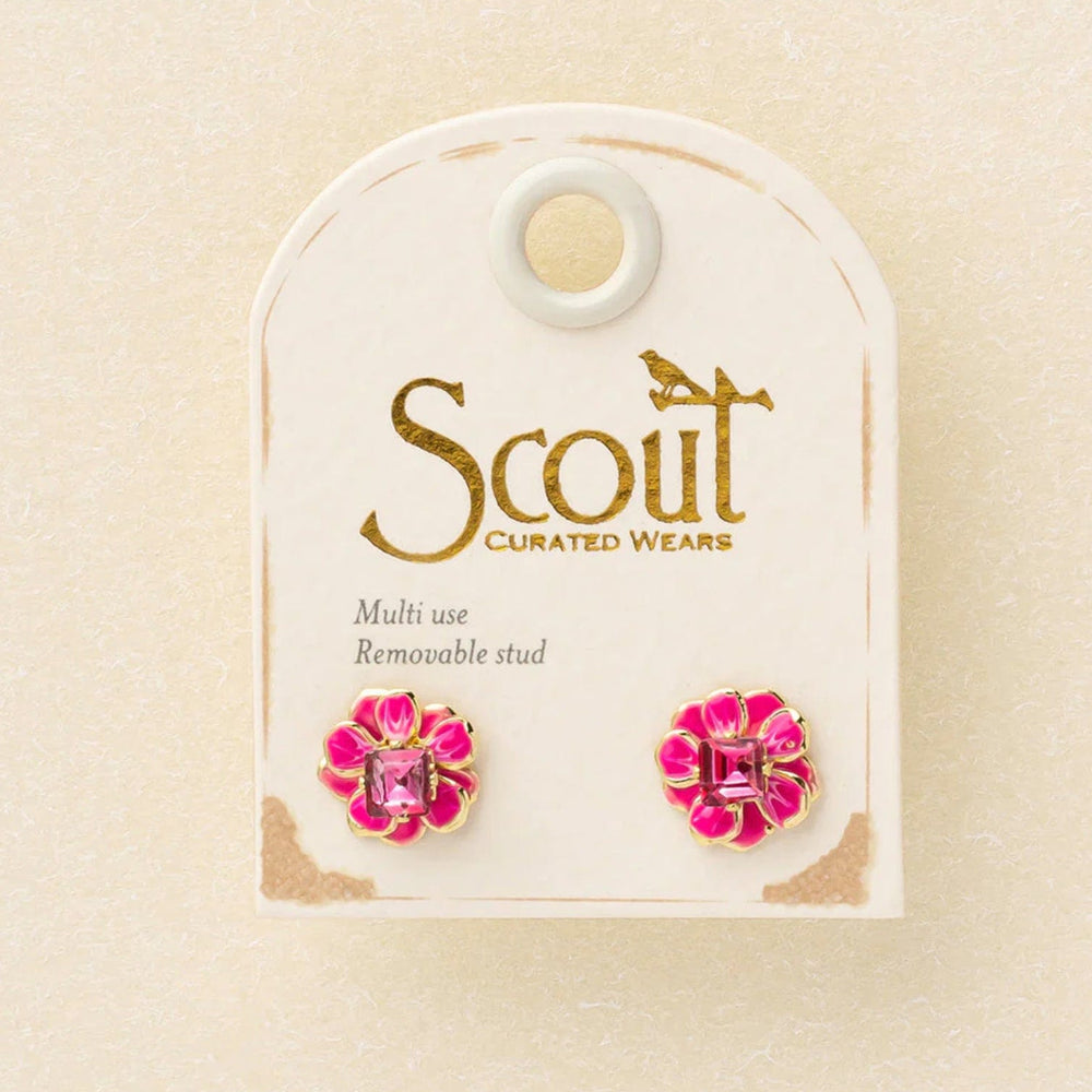 
                  
                    Enamel Flower Earring - Fuchsia/Gold - Pink Pig
                  
                