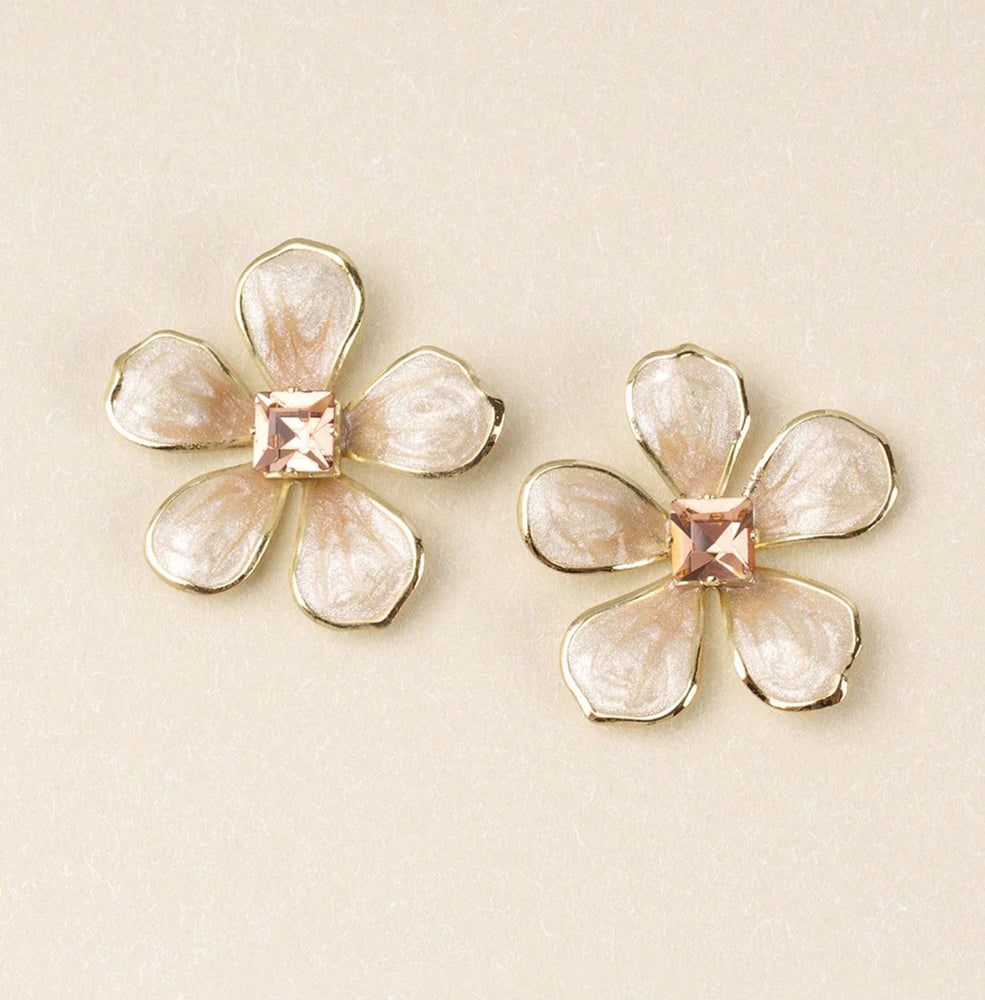 
                  
                    Sparkle & Shine Large Enamel Flower Earrings - Pink Pig
                  
                