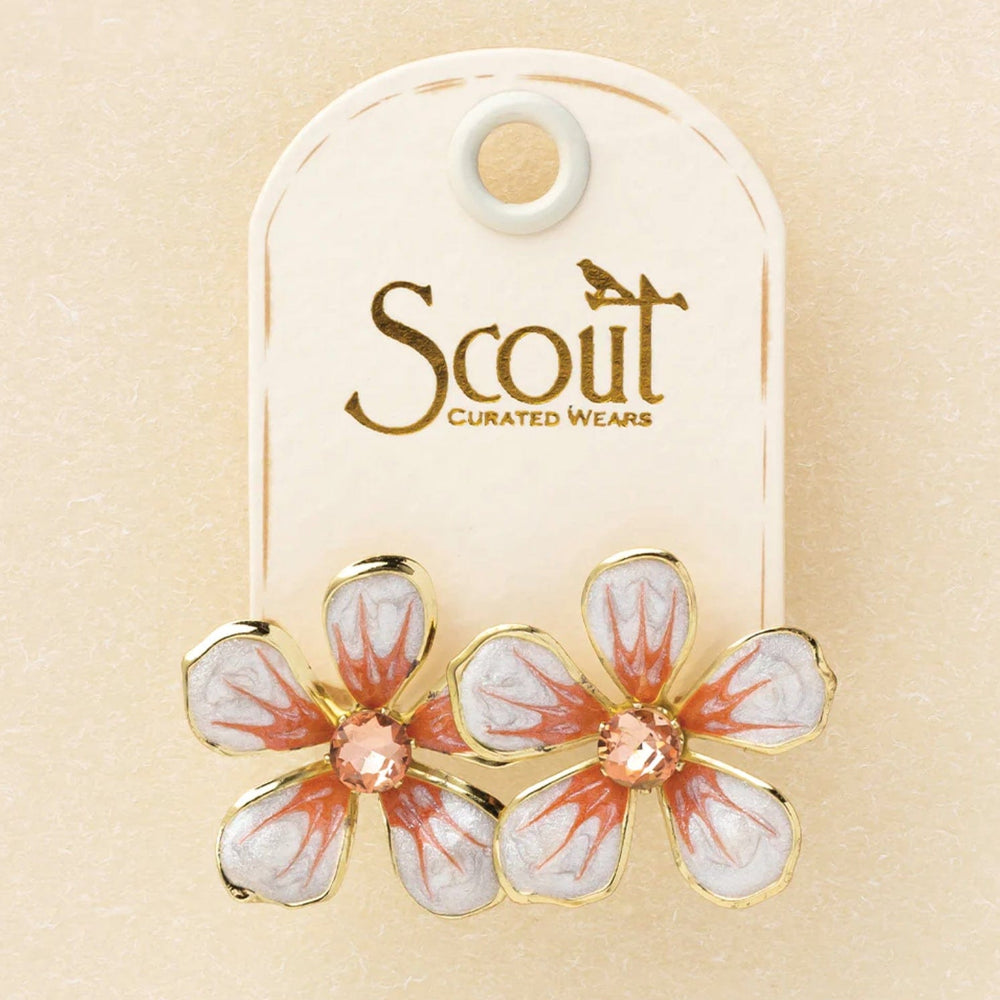 Sparkle & Shine Large Enamel Flower Earrings - Pink Pig