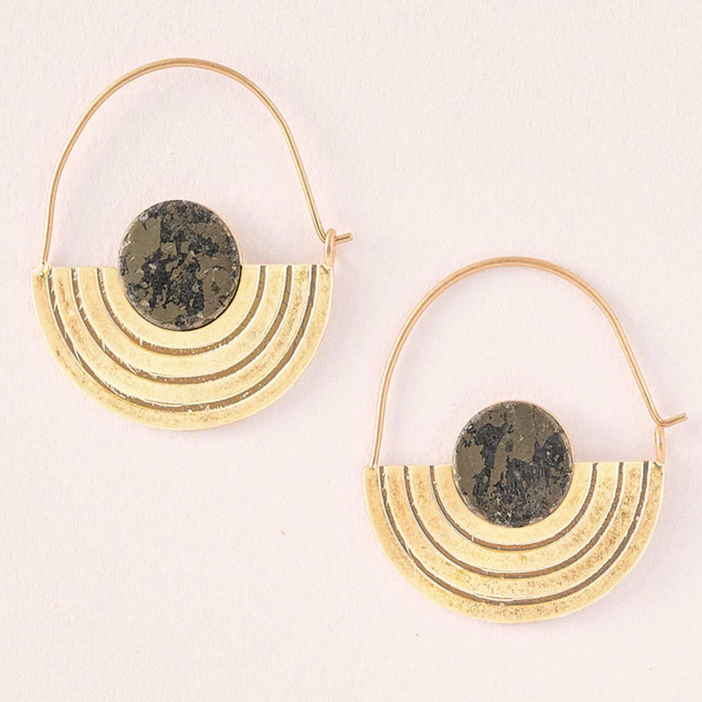 Stone Orbit Pyrite Earring - Pink Pig