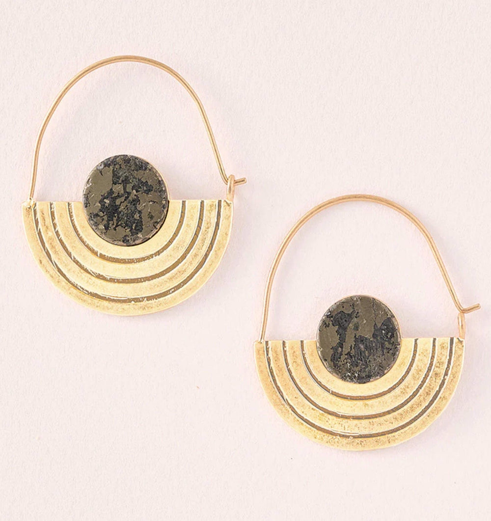 Stone Orbit Pyrite Earring - Pink Pig