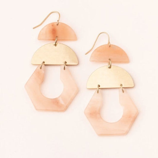 Sunstone Gold Cutout Earring - Pink Pig