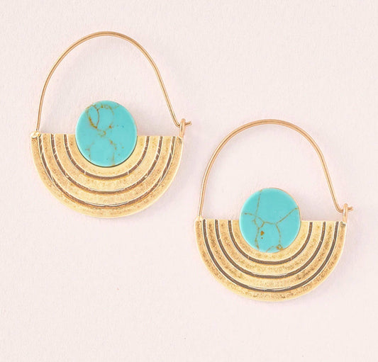 Turquoise Stone Orbit Earring - Pink Pig